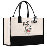 Nurse Life Floral Tote Custom Name Personalized Cotton Canvas Tote Bag Nurse Gift Future Nurse Gift Nursing Student Graduation Gift - Aaria Tees Aaria Tees