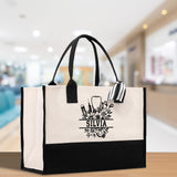 Nurse Stuff Floral Tote Custom Name Personalized Cotton Canvas Tote Bag Nurse Gift Future Nurse Gift Nursing Student Graduation Gift - Aaria Tees Aaria Tees
