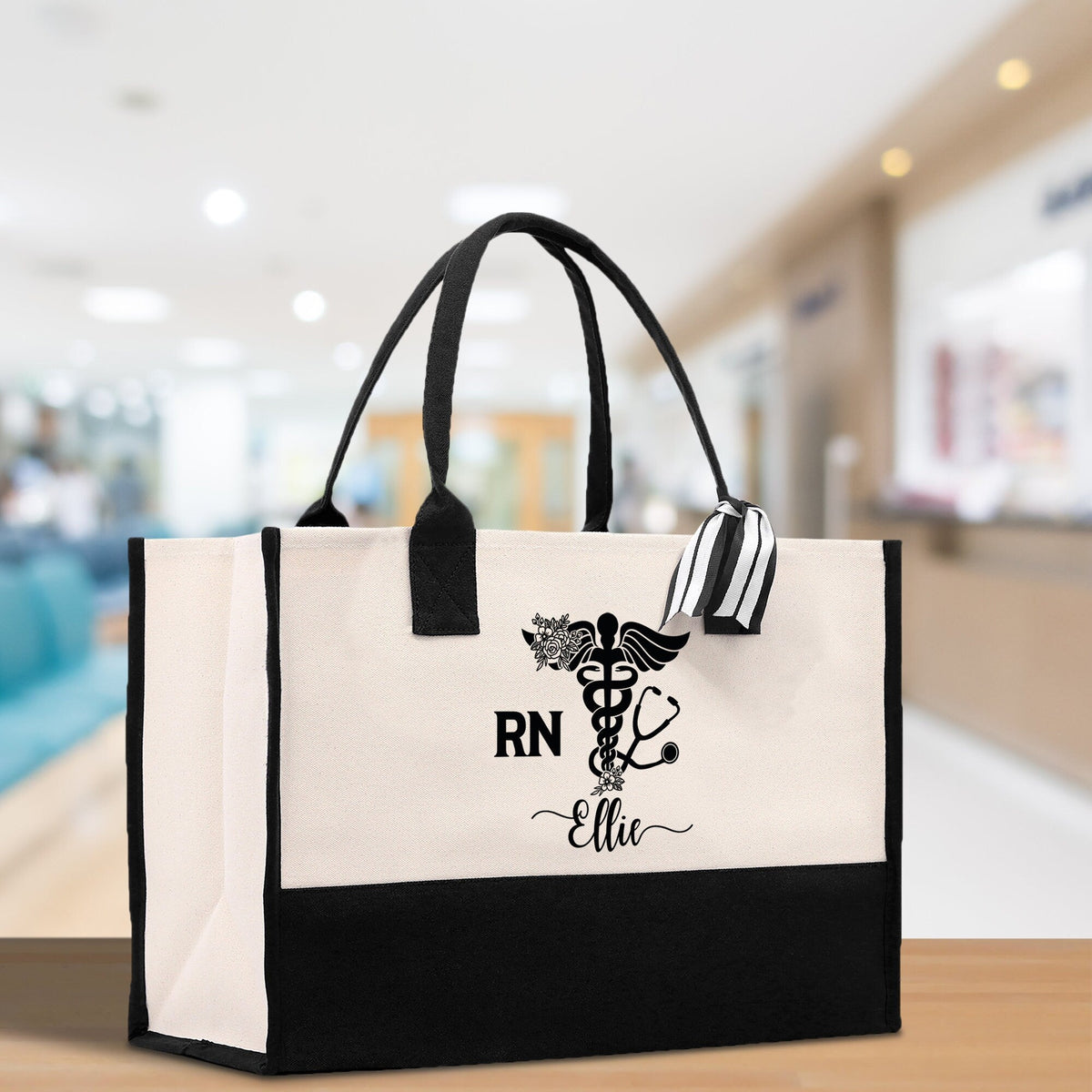 Nurse RN Tote Custom Name Personalized Cotton Canvas Tote Bag Nurse Gift Future Nurse Gift Nursing Student Graduation Gift - Aaria Tees