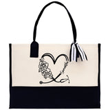 Nurse Stethoscope Floral Heart Tote Custom Name Personalized Cotton Canvas Tote Bag Nurse Gift Future Nursing Student Graduation Gift - Aaria Tees Aaria Tees