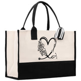 Nurse Stethoscope Floral Heart Tote Custom Name Personalized Cotton Canvas Tote Bag Nurse Gift Future Nursing Student Graduation Gift - Aaria Tees Aaria Tees