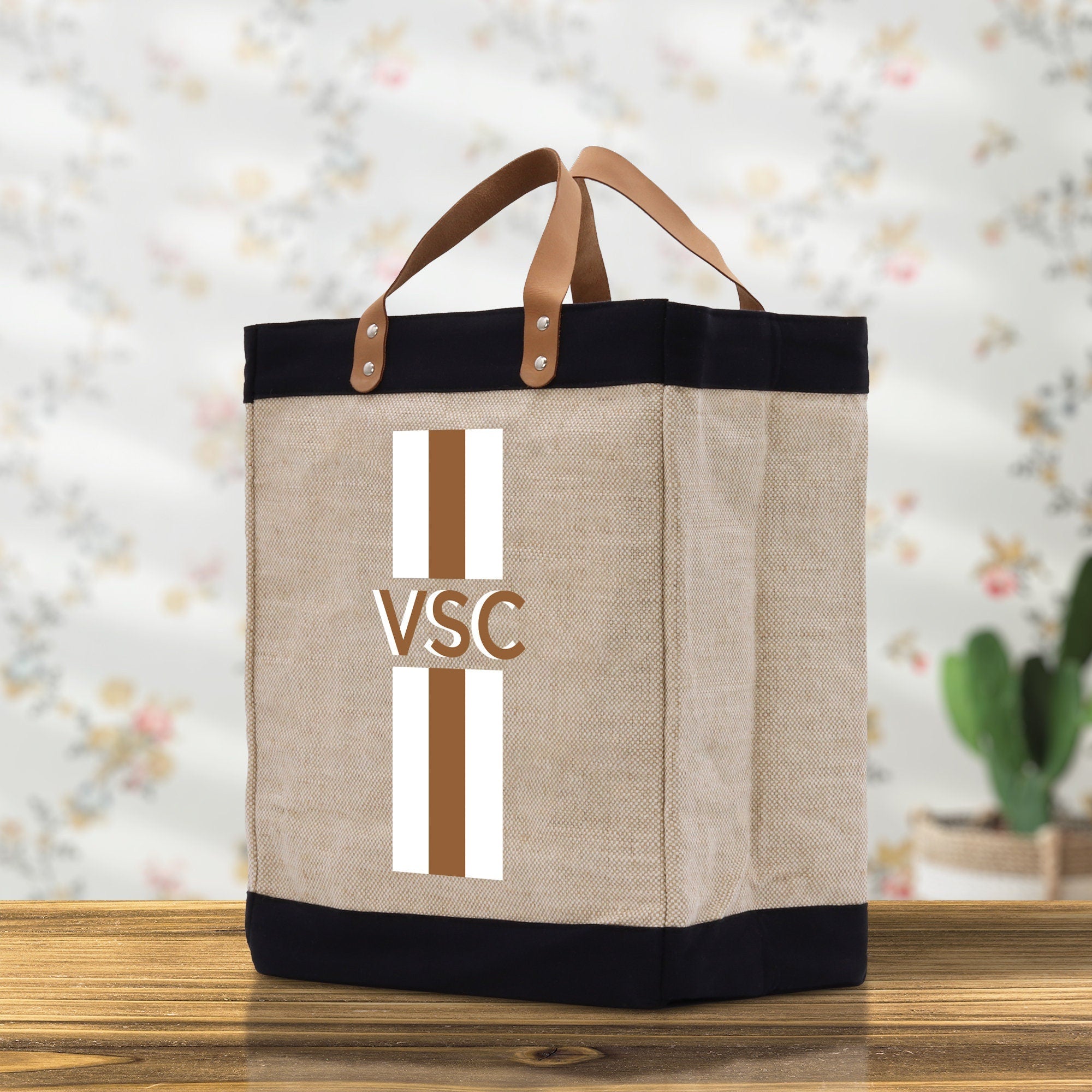 Personalized Monogrammed Canvas Tote Bag Striped Initials Custom Name Beach Bag Bridal Party Gifts Bride Gift Holiday Gift Bag - Aaria Tees Aaria Tees