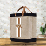 Personalized Monogrammed Canvas Tote Bag Striped Initials Custom Name Beach Bag Bridal Party Gifts Bride Gift Holiday Gift Bag - Aaria Tees Aaria Tees