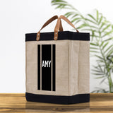 Personalized Monogrammed Canvas Tote Bag Striped Initials Custom Name Beach Bag Bridal Party Gifts Bride Gift Holiday Gift Bag - Aaria Tees Aaria Tees