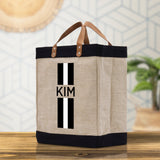 Personalized Monogrammed Canvas Tote Bag Striped Initials Custom Name Beach Bag Bridal Party Gifts Bride Gift Holiday Gift Bag - Aaria Tees Aaria Tees