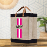 Personalized Monogrammed Canvas Tote Bag Striped Initials Custom Name Beach Bag Bridal Party Gifts Bride Gift Holiday Gift Bag - Aaria Tees Aaria Tees