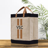 Personalized Monogrammed Canvas Tote Bag Striped Initials Custom Name Beach Bag Bridal Party Gifts Bride Gift Holiday Gift Bag - Aaria Tees Aaria Tees