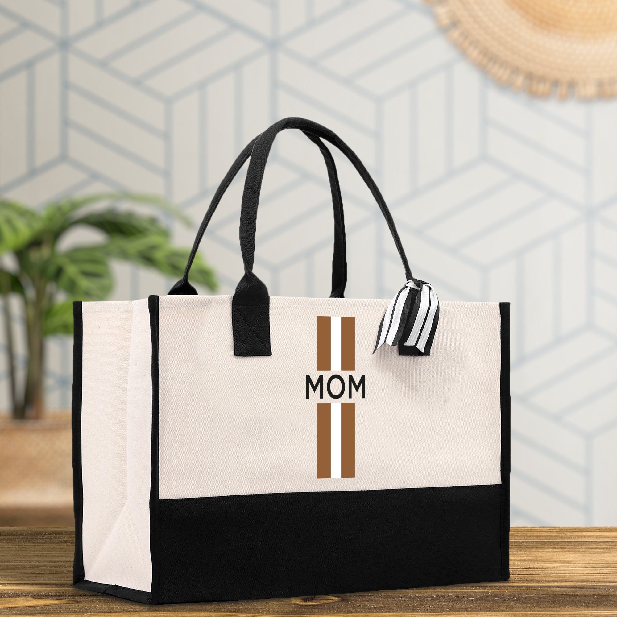 Personalized Monogrammed Canvas Tote Bag Striped Initials Custom Name Beach Bag Bridal Party Gifts Bride Gift Holiday Gift Bag - Aaria Tees Aaria Tees