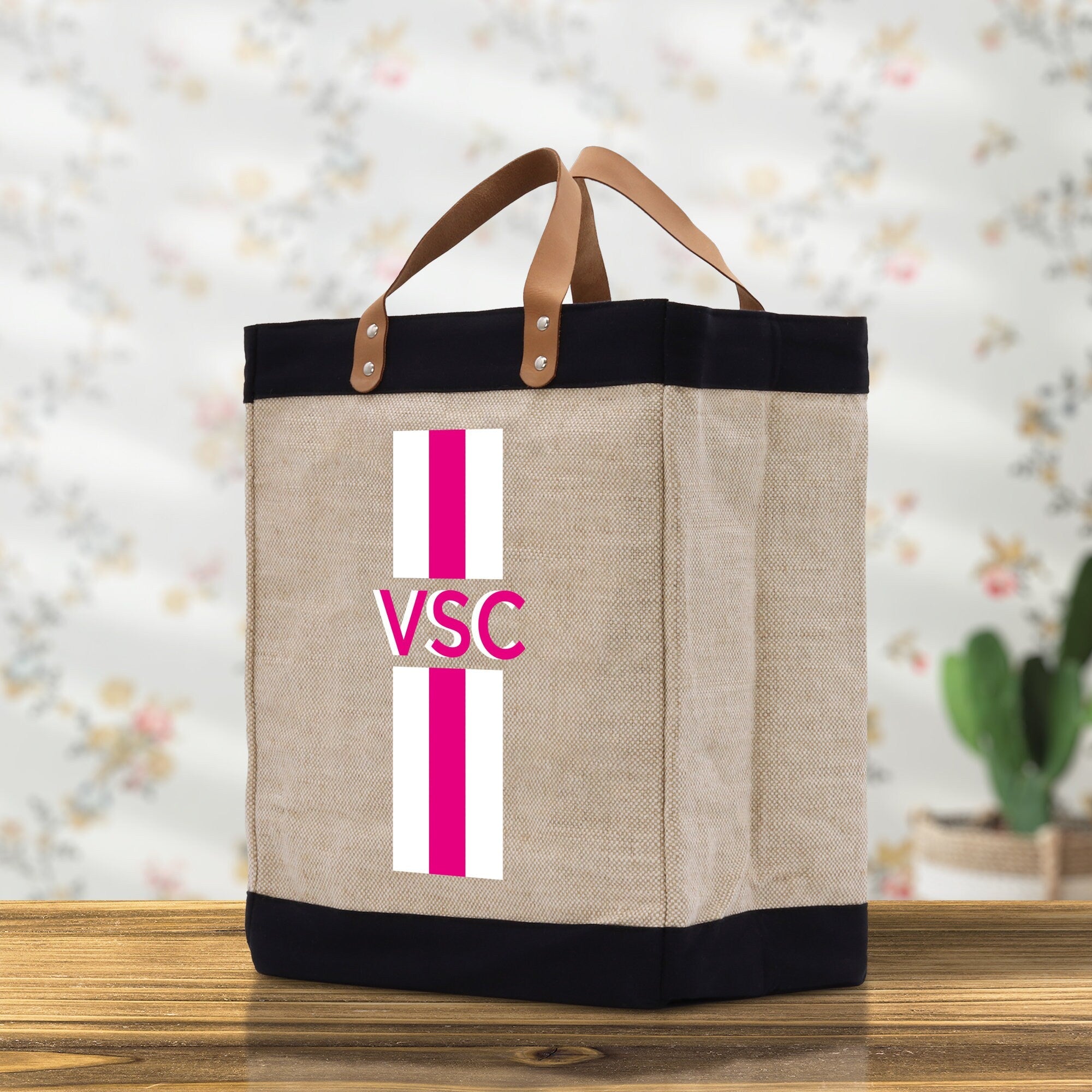 Personalized Monogrammed Canvas Tote Bag Striped Initials Custom Name Beach Bag Bridal Party Gifts Bride Gift Holiday Gift Bag - Aaria Tees Aaria Tees