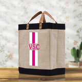 Personalized Monogrammed Canvas Tote Bag Striped Initials Custom Name Beach Bag Bridal Party Gifts Bride Gift Holiday Gift Bag - Aaria Tees Aaria Tees