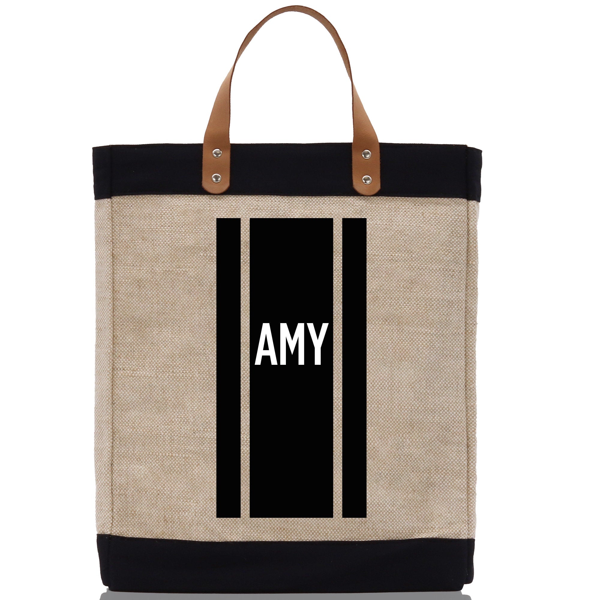 Personalized Monogrammed Canvas Tote Bag Striped Initials Custom Name Beach Bag Bridal Party Gifts Bride Gift Holiday Gift Bag - Aaria Tees Aaria Tees
