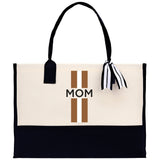 Personalized Monogrammed Canvas Tote Bag Striped Initials Custom Name Beach Bag Bridal Party Gifts Bride Gift Holiday Gift Bag - Aaria Tees Aaria Tees