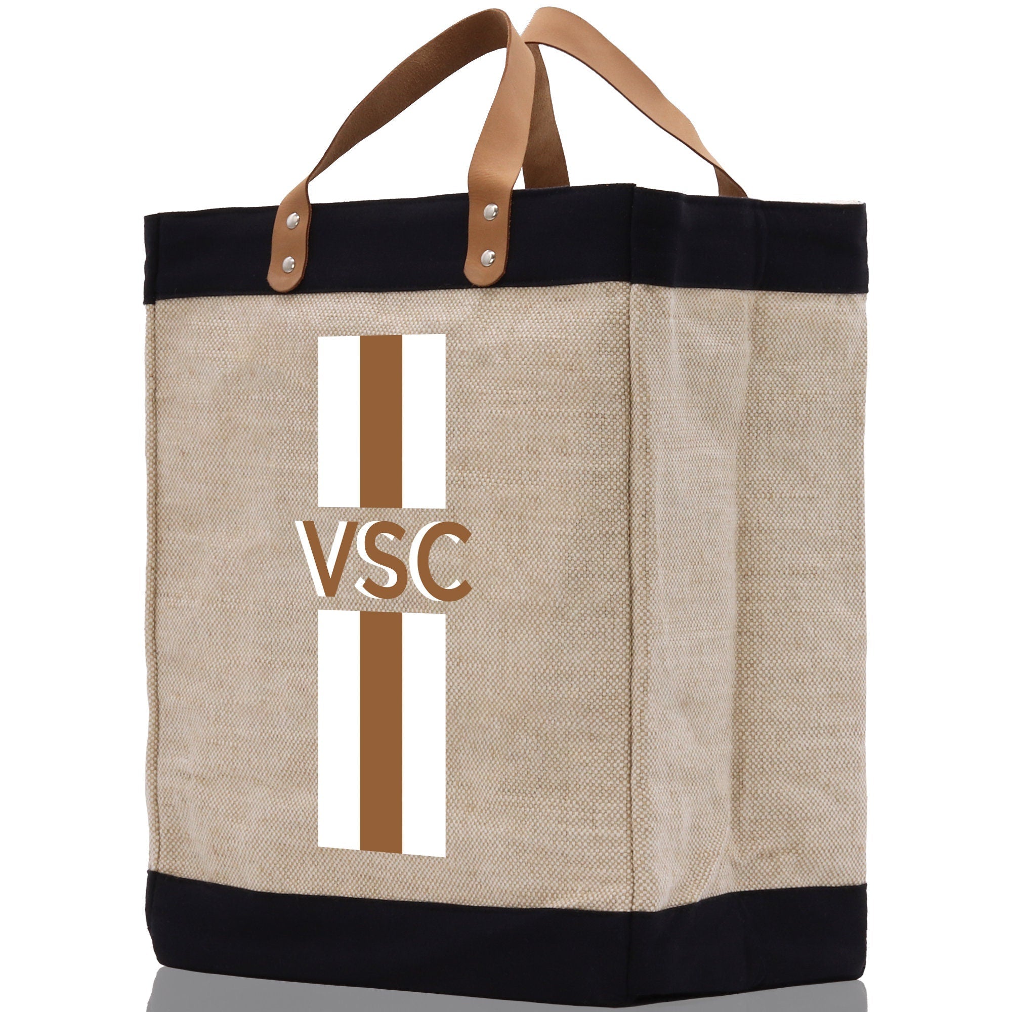 Personalized Monogrammed Canvas Tote Bag Striped Initials Custom Name Beach Bag Bridal Party Gifts Bride Gift Holiday Gift Bag - Aaria Tees Aaria Tees