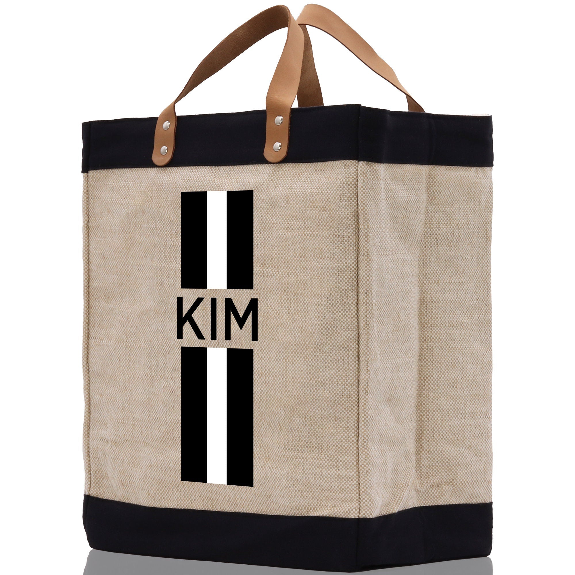 Personalized Monogrammed Canvas Tote Bag Striped Initials Custom Name Beach Bag Bridal Party Gifts Bride Gift Holiday Gift Bag - Aaria Tees Aaria Tees