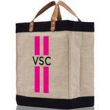 Personalized Monogrammed Canvas Tote Bag Striped Initials Custom Name Beach Bag Bridal Party Gifts Bride Gift Holiday Gift Bag - Aaria Tees Aaria Tees