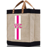 Personalized Monogrammed Canvas Tote Bag Striped Initials Custom Name Beach Bag Bridal Party Gifts Bride Gift Holiday Gift Bag - Aaria Tees Aaria Tees