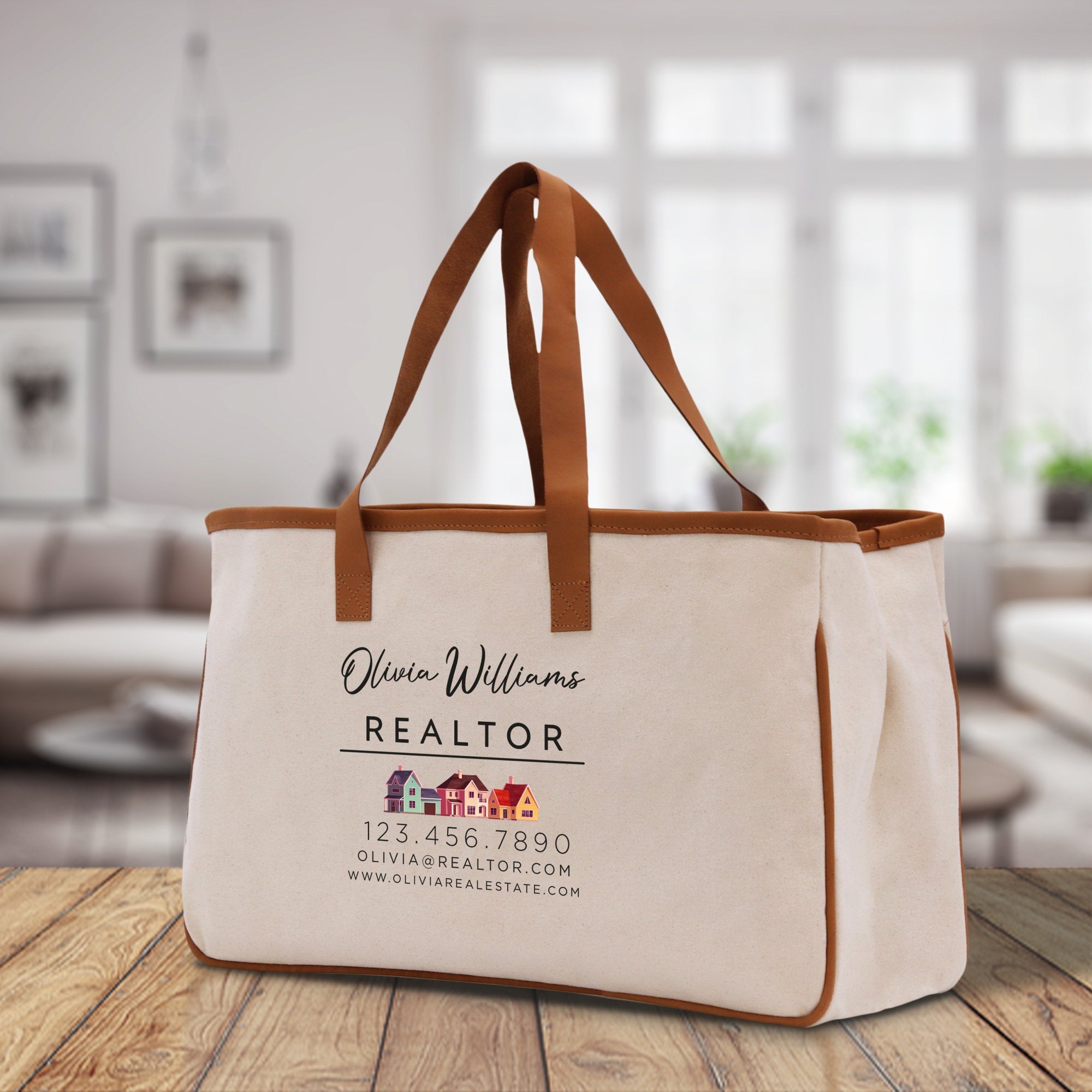 Realtor Tote Bag Personalized Business Tote Bag Custom Real Estate Agent Gift Bulk Business Logo Realtor Swag Real Estate Tote Bag - Aaria Tees Aaria Tees