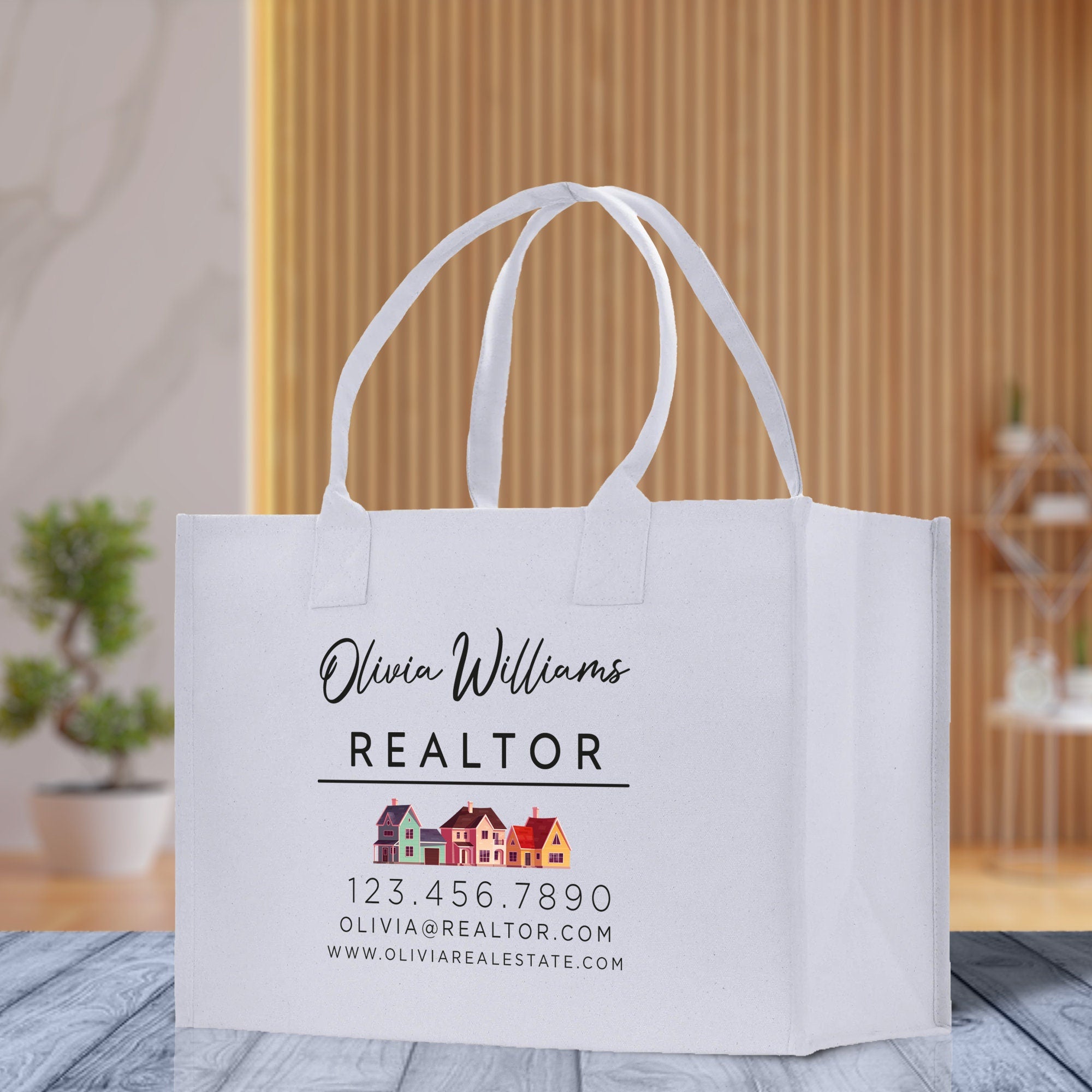 Realtor Tote Bag Personalized Business Tote Bag Custom Real Estate Agent Gift Bulk Business Logo Realtor Swag Real Estate Tote Bag - Aaria Tees Aaria Tees
