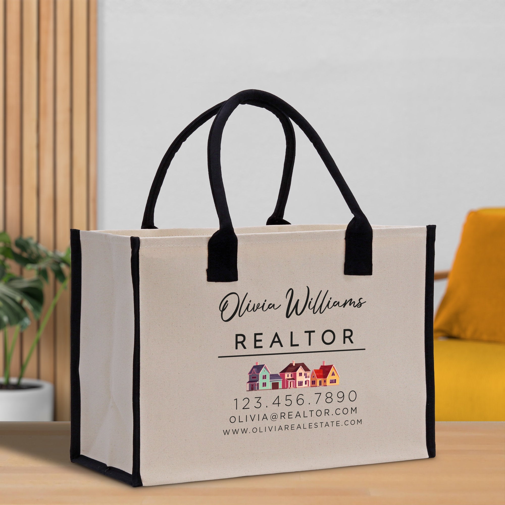 Realtor Tote Bag Personalized Business Tote Bag Custom Real Estate Agent Gift Bulk Business Logo Realtor Swag Real Estate Tote Bag - Aaria Tees Aaria Tees