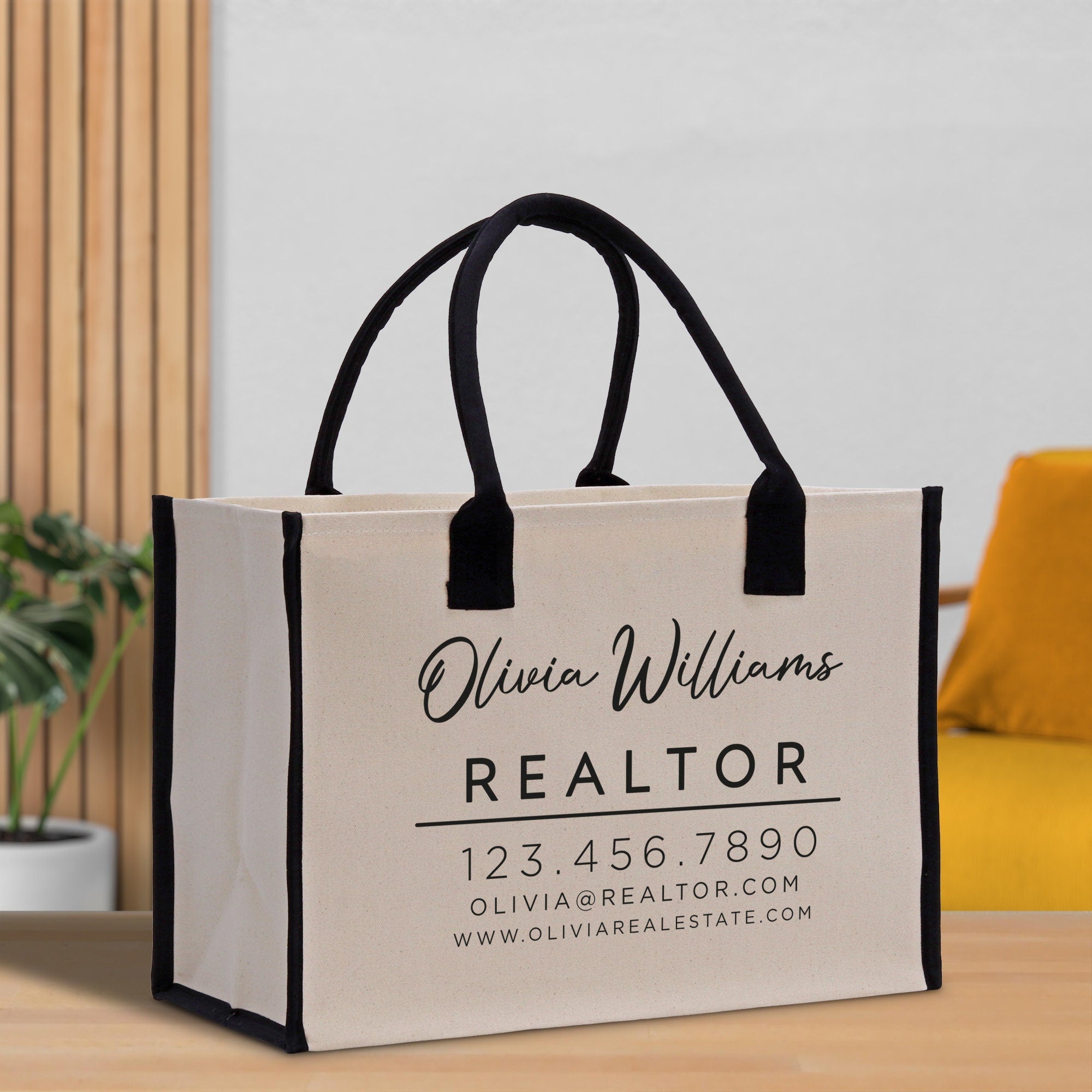 Realtor Tote Bag Personalized Business Tote Bag Custom Real Estate Agent Gift Bulk Business Logo Realtor Swag Real Estate Tote Bag - Aaria Tees Aaria Tees