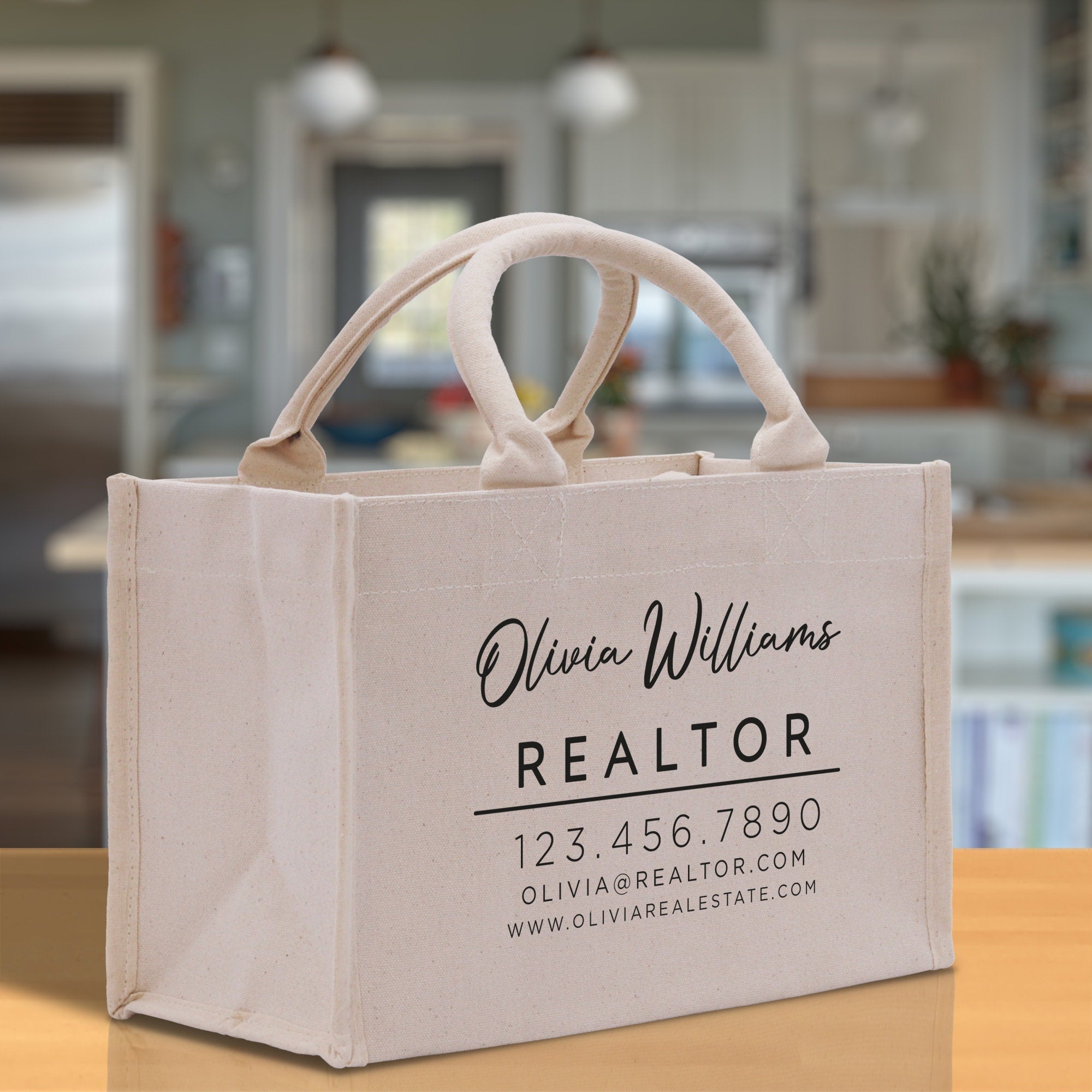 Realtor Tote Bag Personalized Business Tote Bag Custom Real Estate Agent Gift Bulk Business Logo Realtor Swag Real Estate Tote Bag - Aaria Tees Aaria Tees