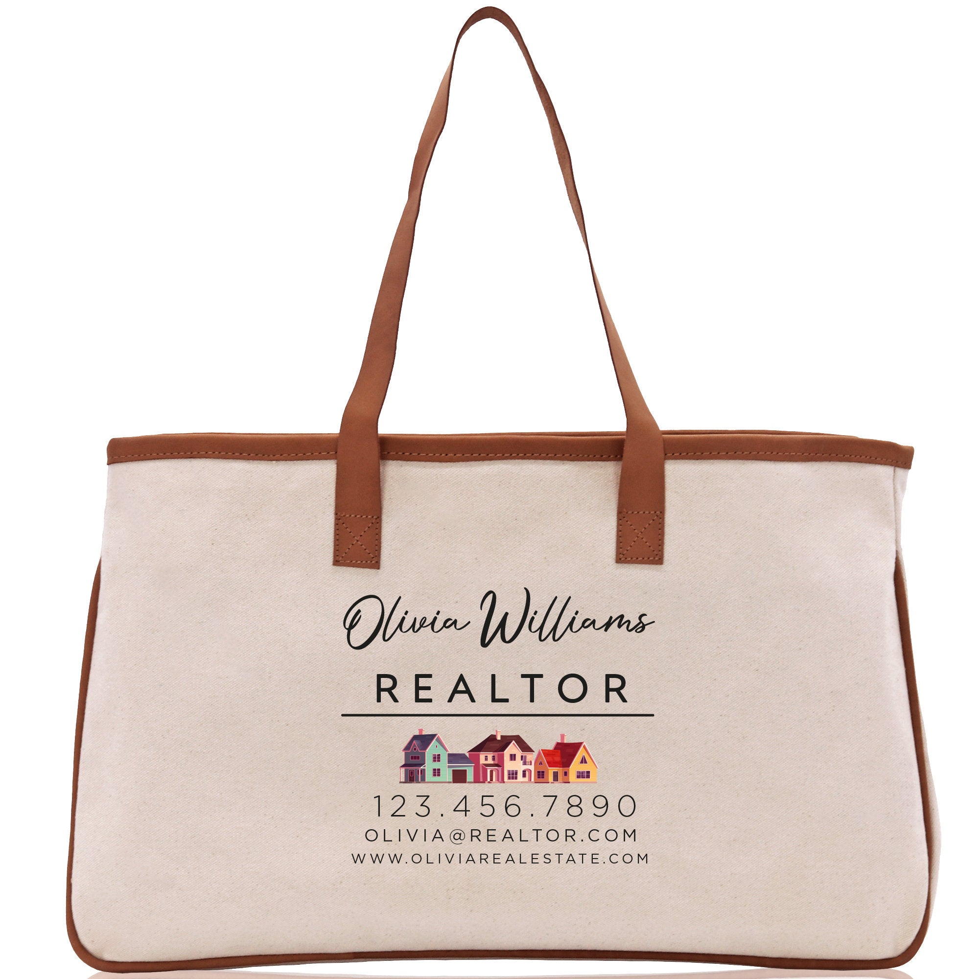 Realtor Tote Bag Personalized Business Tote Bag Custom Real Estate Agent Gift Bulk Business Logo Realtor Swag Real Estate Tote Bag - Aaria Tees Aaria Tees