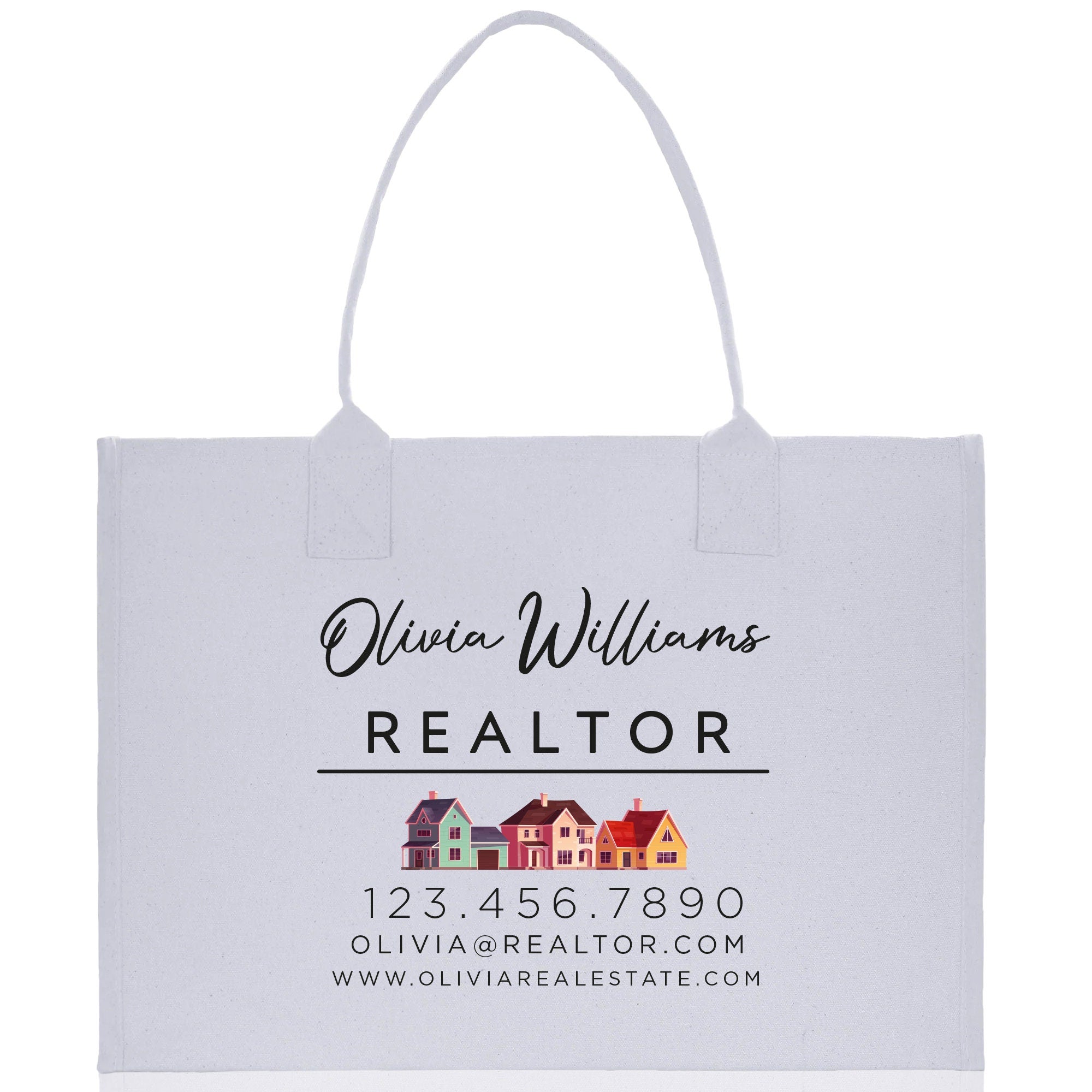 Realtor Tote Bag Personalized Business Tote Bag Custom Real Estate Agent Gift Bulk Business Logo Realtor Swag Real Estate Tote Bag - Aaria Tees Aaria Tees