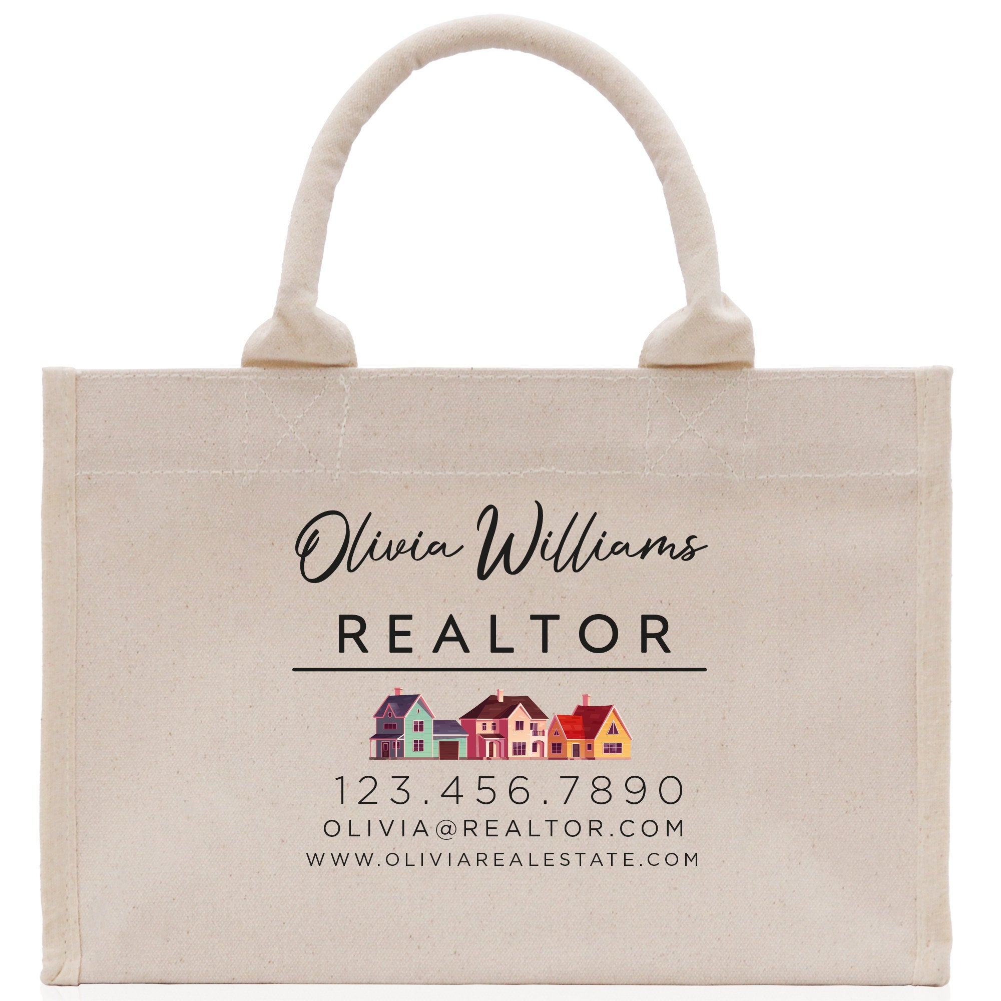Realtor Tote Bag Personalized Business Tote Bag Custom Real Estate Agent Gift Bulk Business Logo Realtor Swag Real Estate Tote Bag - Aaria Tees Aaria Tees