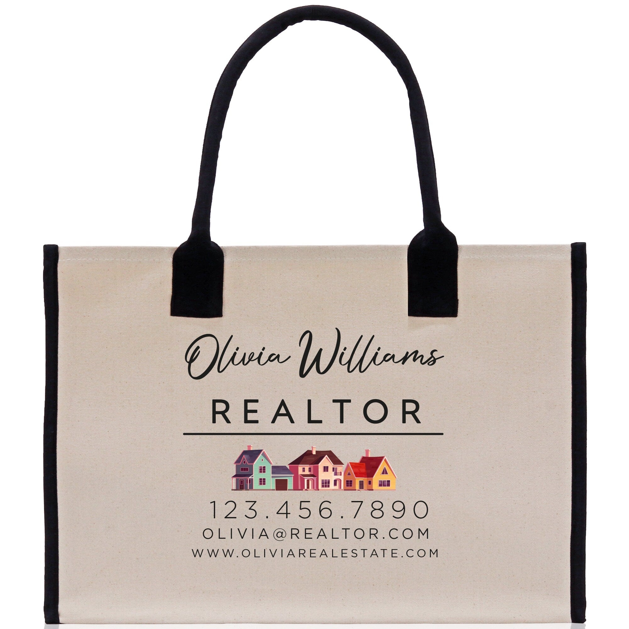 Realtor Tote Bag Personalized Business Tote Bag Custom Real Estate Agent Gift Bulk Business Logo Realtor Swag Real Estate Tote Bag - Aaria Tees Aaria Tees