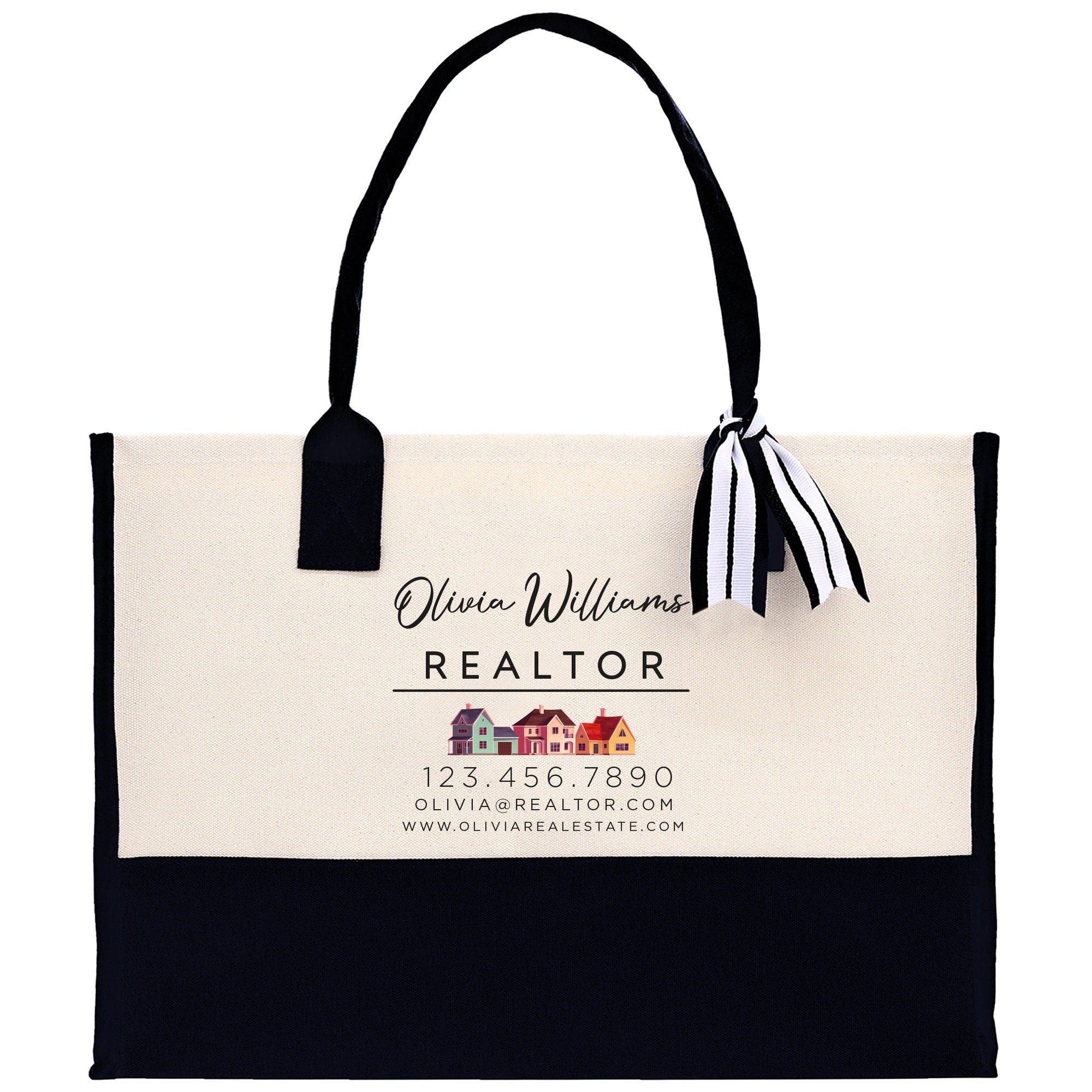 Realtor Tote Bag Personalized Business Tote Bag Custom Real Estate Agent Gift Bulk Business Logo Realtor Swag Real Estate Tote Bag - Aaria Tees Aaria Tees