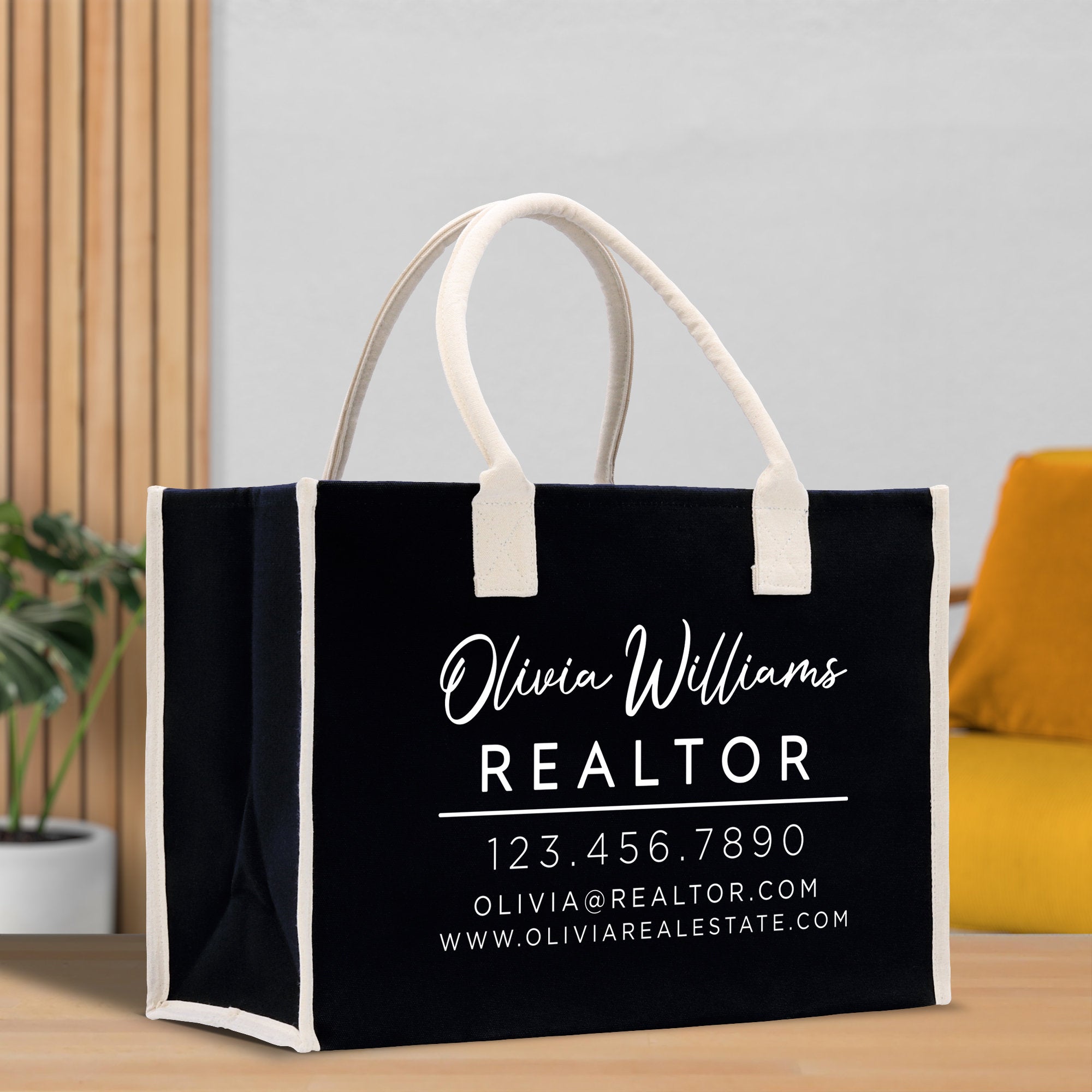 Realtor Tote Bag Personalized Business Tote Bag Custom Real Estate Agent Gift Bulk Business Logo Realtor Swag Real Estate Tote Bag - Aaria Tees Aaria Tees