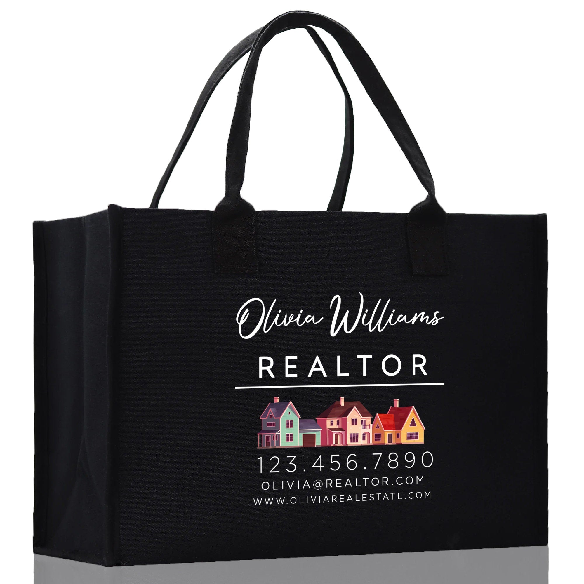 Realtor Tote Bag Personalized Business Tote Bag Custom Real Estate Agent Gift Bulk Business Logo Realtor Swag Real Estate Tote Bag - Aaria Tees Aaria Tees