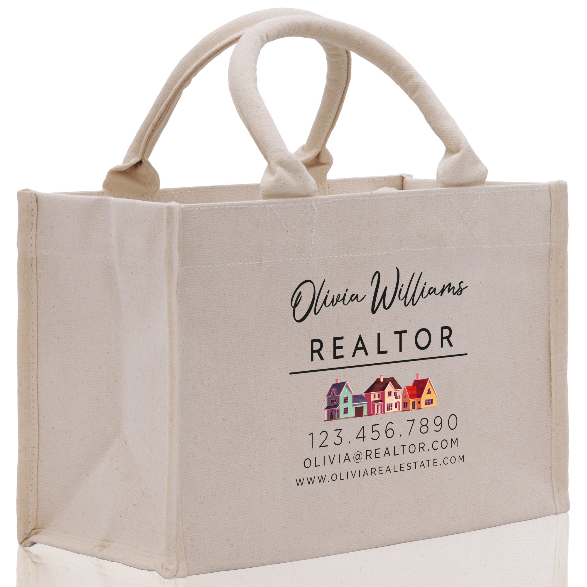 Realtor Tote Bag Personalized Business Tote Bag Custom Real Estate Agent Gift Bulk Business Logo Realtor Swag Real Estate Tote Bag - Aaria Tees Aaria Tees