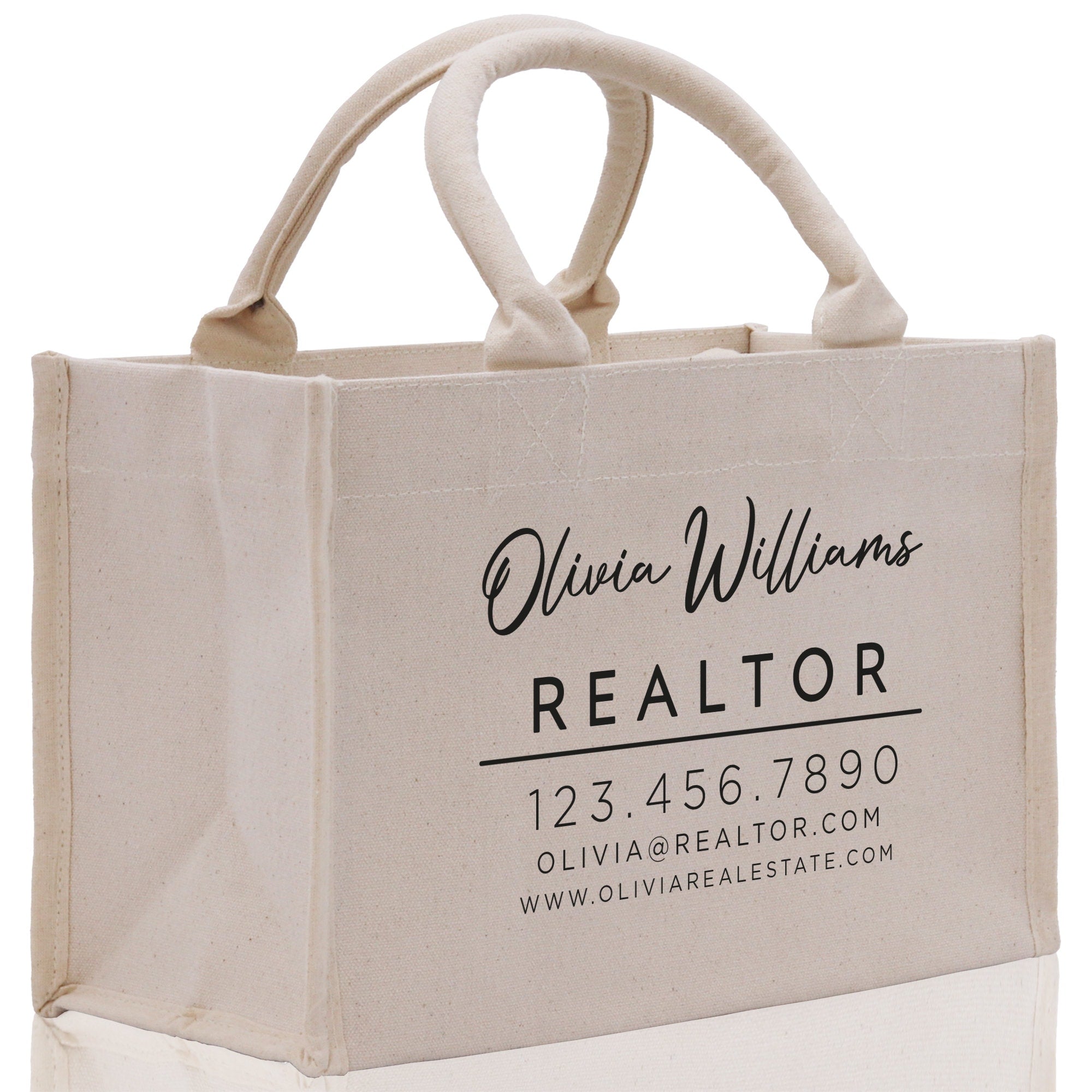 Realtor Tote Bag Personalized Business Tote Bag Custom Real Estate Agent Gift Bulk Business Logo Realtor Swag Real Estate Tote Bag - Aaria Tees Aaria Tees
