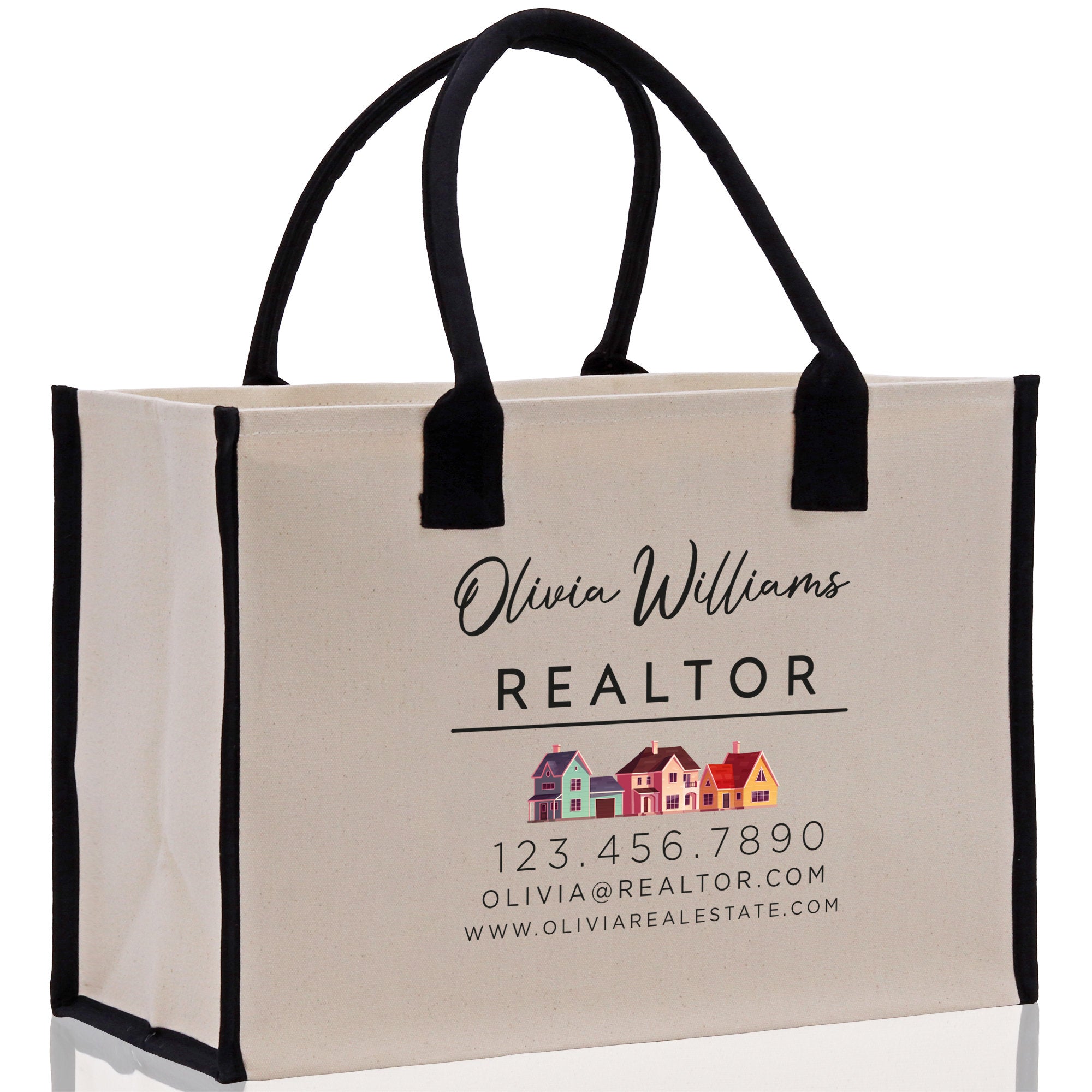 Realtor Tote Bag Personalized Business Tote Bag Custom Real Estate Agent Gift Bulk Business Logo Realtor Swag Real Estate Tote Bag - Aaria Tees Aaria Tees
