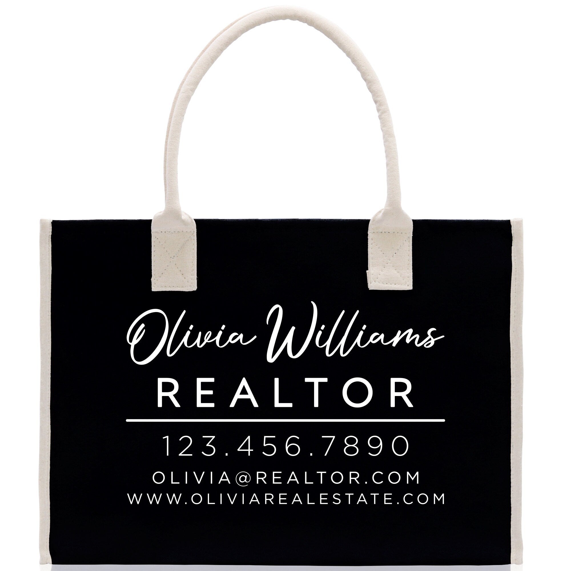 Realtor Tote Bag Personalized Business Tote Bag Custom Real Estate Agent Gift Bulk Business Logo Realtor Swag Real Estate Tote Bag - Aaria Tees Aaria Tees