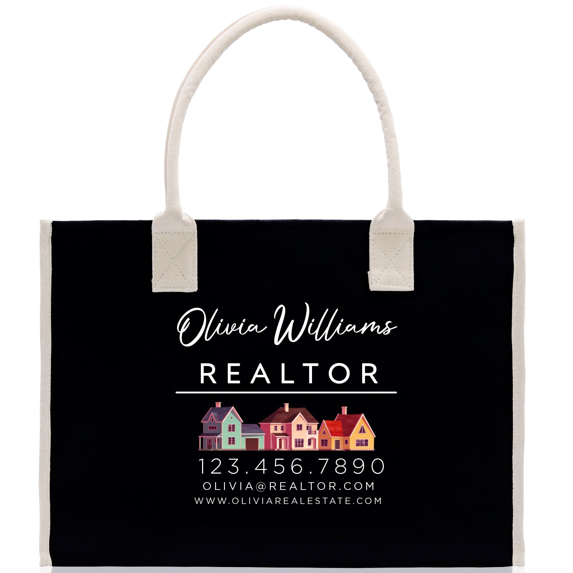 Realtor Tote Bag Personalized Business Tote Bag Custom Real Estate Agent Gift Bulk Business Logo Realtor Swag Real Estate Tote Bag - Aaria Tees Aaria Tees