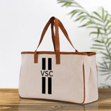 Personalized Monogrammed Canvas Tote Bag Striped Initials Custom Name Beach Bag Bridal Party Gifts Bride Gift Holiday Gift Bag - Aaria Tees Aaria Tees