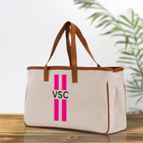 Personalized Monogrammed Canvas Tote Bag Striped Initials Custom Name Beach Bag Bridal Party Gifts Bride Gift Holiday Gift Bag - Aaria Tees Aaria Tees