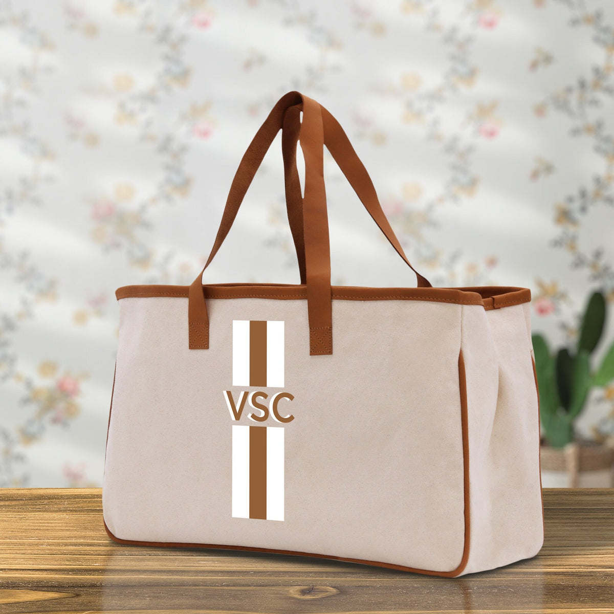 Personalized Monogrammed Canvas Tote Bag Striped Initials Custom Name Beach Bag Bridal Party Gifts Bride Gift Holiday Gift Bag - Aaria Tees