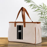 Personalized Monogrammed Canvas Tote Bag Striped Initials Custom Name Beach Bag Bridal Party Gifts Bride Gift Holiday Gift Bag - Aaria Tees Aaria Tees