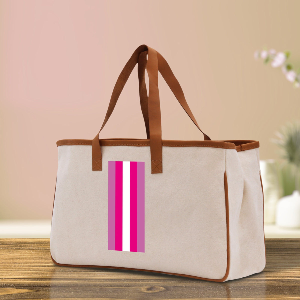 Personalized Monogrammed Canvas Tote Bag Striped Initials Custom Name Beach Bag Bridal Party Gifts Bride Gift Holiday Gift Bag - Aaria Tees