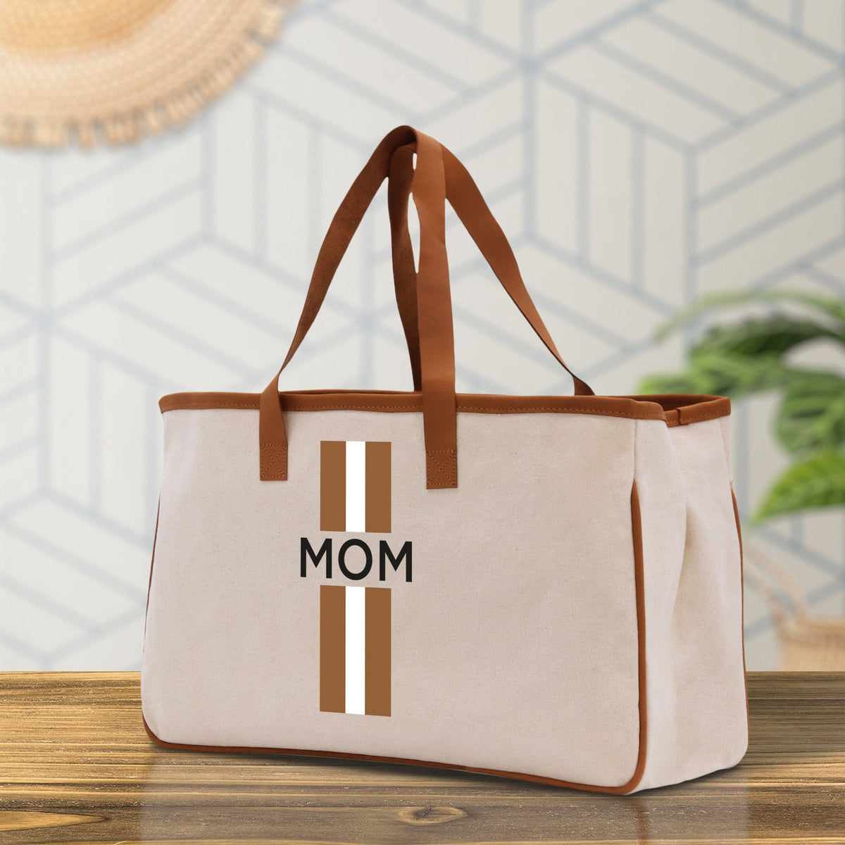 Personalized Monogrammed Canvas Tote Bag Striped Initials Custom Name Beach Bag Bridal Party Gifts Bride Gift Holiday Gift Bag - Aaria Tees