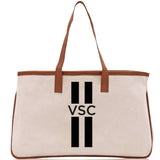 Personalized Monogrammed Canvas Tote Bag Striped Initials Custom Name Beach Bag Bridal Party Gifts Bride Gift Holiday Gift Bag - Aaria Tees Aaria Tees