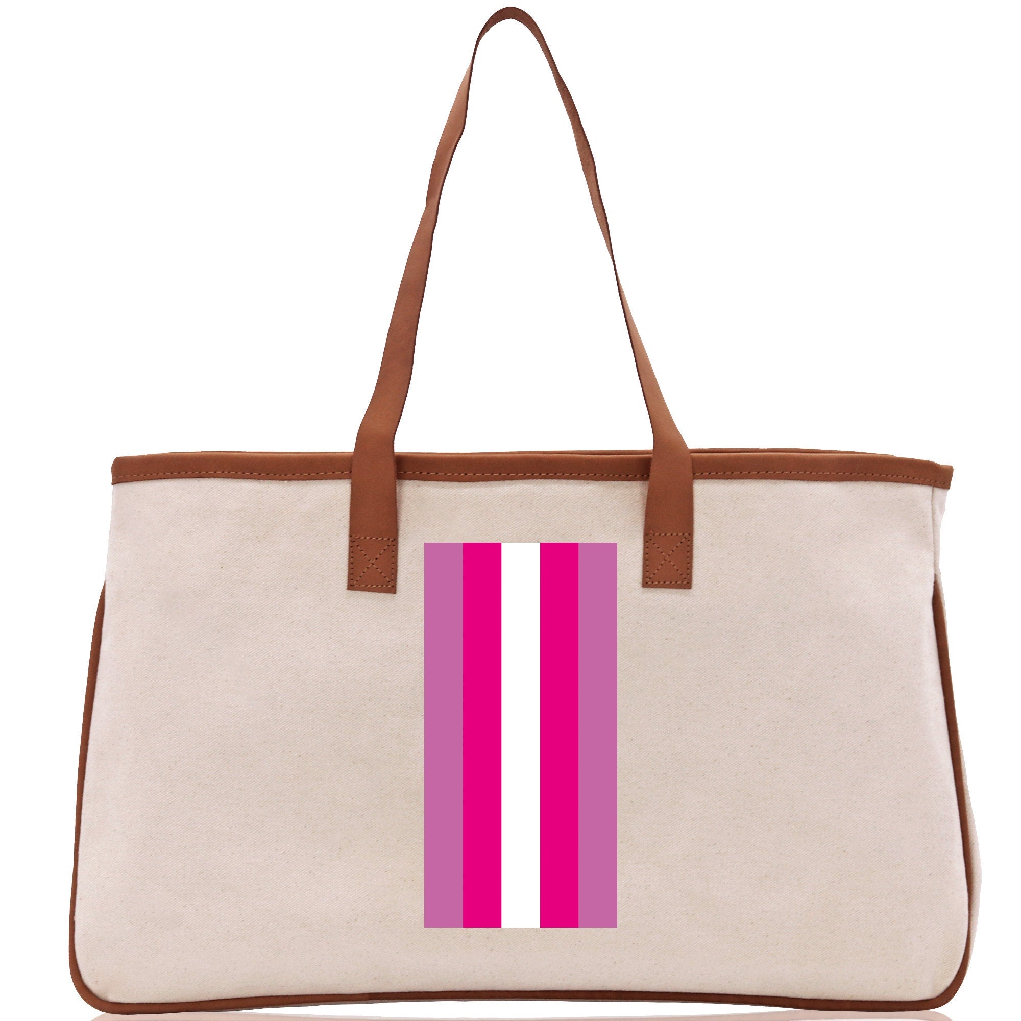 Personalized Monogrammed Canvas Tote Bag Striped Initials Custom Name Beach Bag Bridal Party Gifts Bride Gift Holiday Gift Bag - Aaria Tees Aaria Tees