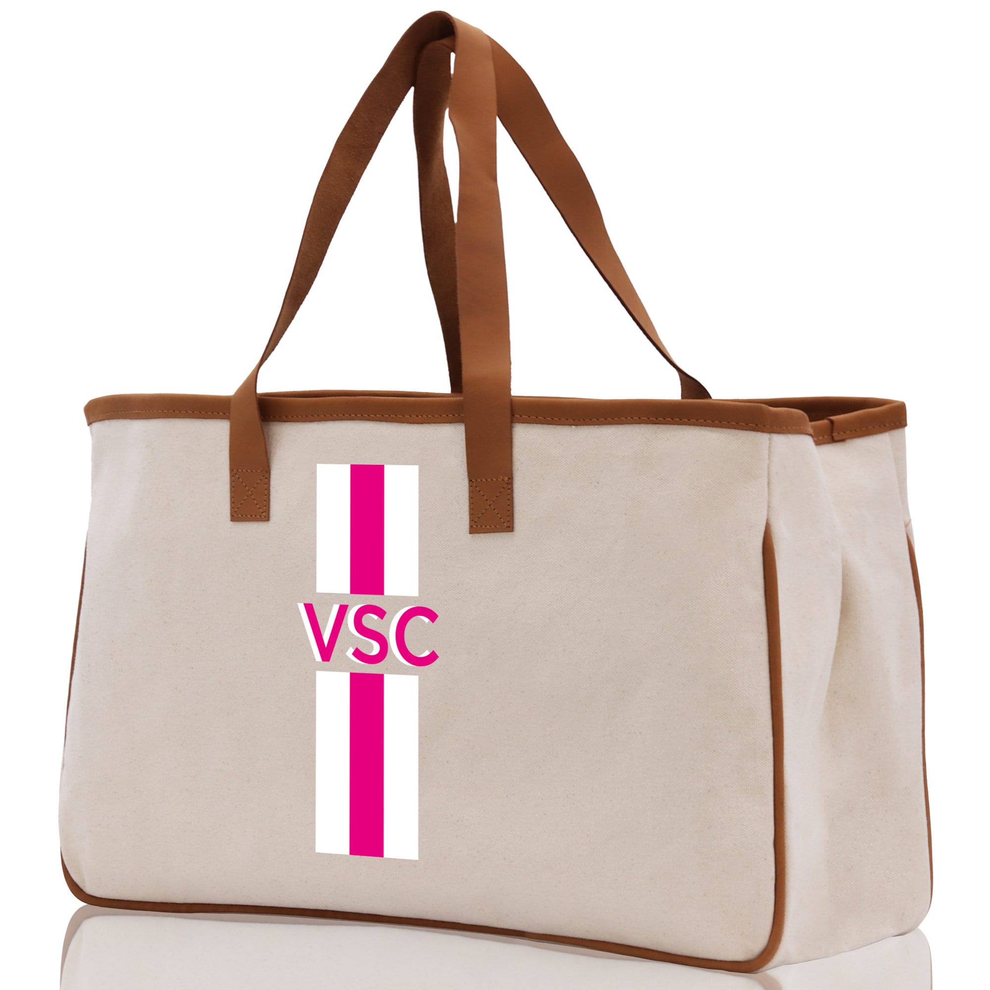 Personalized Monogrammed Canvas Tote Bag Striped Initials Custom Name Beach Bag Bridal Party Gifts Bride Gift Holiday Gift Bag - Aaria Tees Aaria Tees