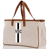 Personalized Monogrammed Canvas Tote Bag Striped Initials Custom Name Beach Bag Bridal Party Gifts Bride Gift Holiday Gift Bag - Aaria Tees Aaria Tees