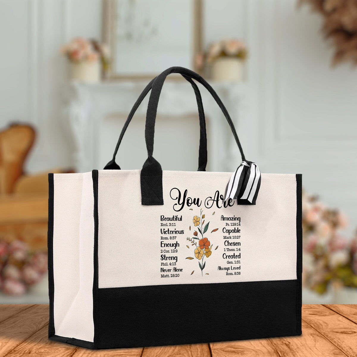 You Are Beautiful Bible Verses Religious Cotton Canvas Tote Religious Tote Bag for Women Bible Verse Canvas Tote Bag Religious Church Gifts - Aaria Tees