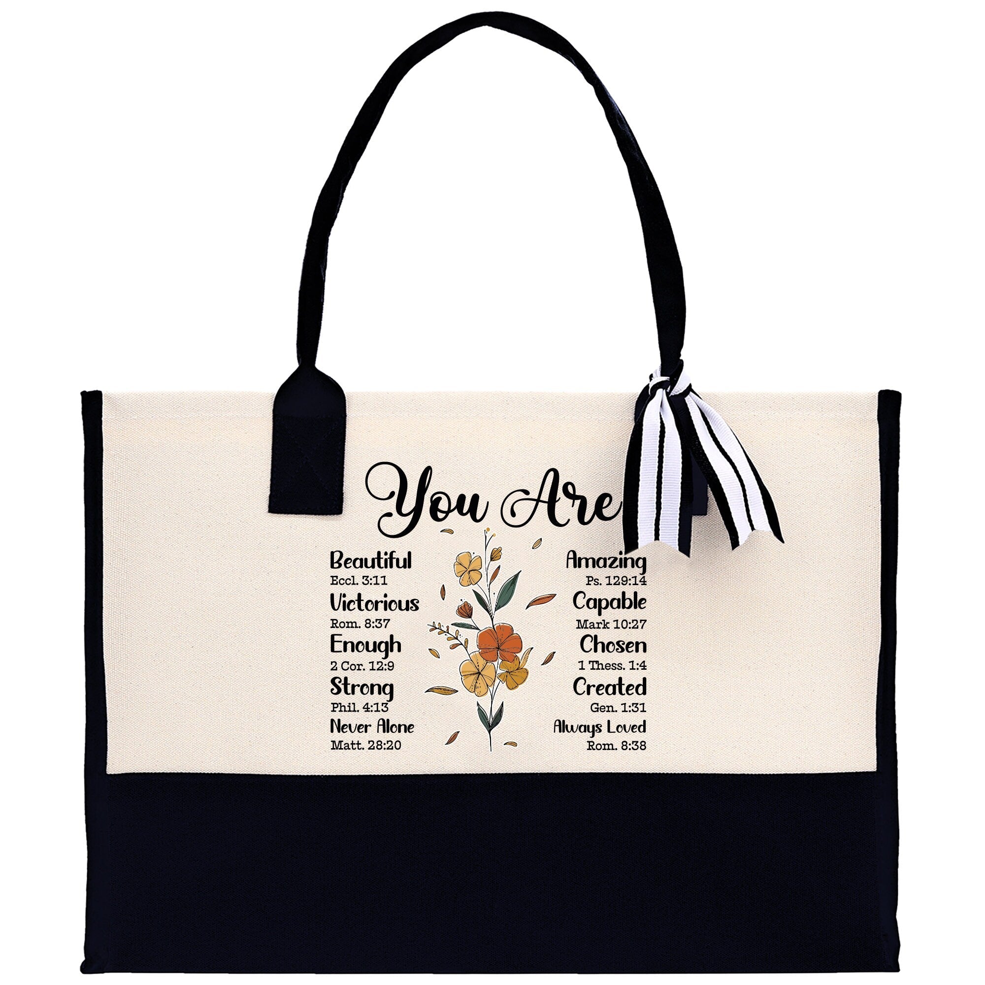 You Are Beautiful Bible Verses Religious Cotton Canvas Tote Religious Tote Bag for Women Bible Verse Canvas Tote Bag Religious Church Gifts - Aaria Tees Aaria Tees