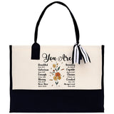 You Are Beautiful Bible Verses Religious Cotton Canvas Tote Religious Tote Bag for Women Bible Verse Canvas Tote Bag Religious Church Gifts - Aaria Tees Aaria Tees
